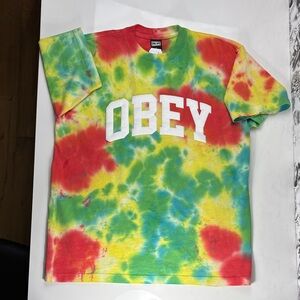 NWT Obey Multicolor Tie-Dye Tee 100% cotton